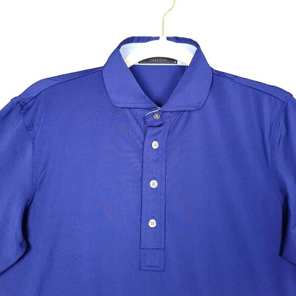 GREYSON Blue Short Sleeve Embroidered Performance Polo Shirt SIZE SMALL - Picture 1 of 11